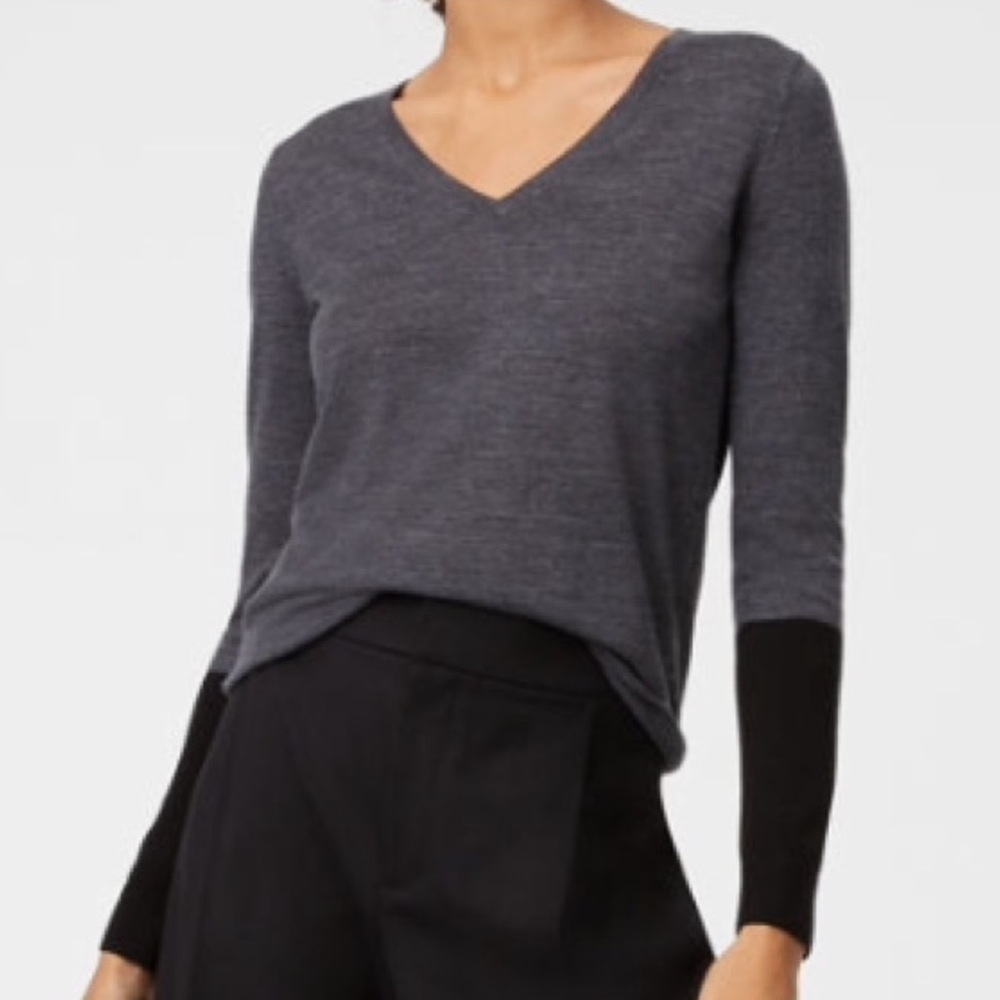 Club Monaco Charcoal and Black V-Neck Sweater